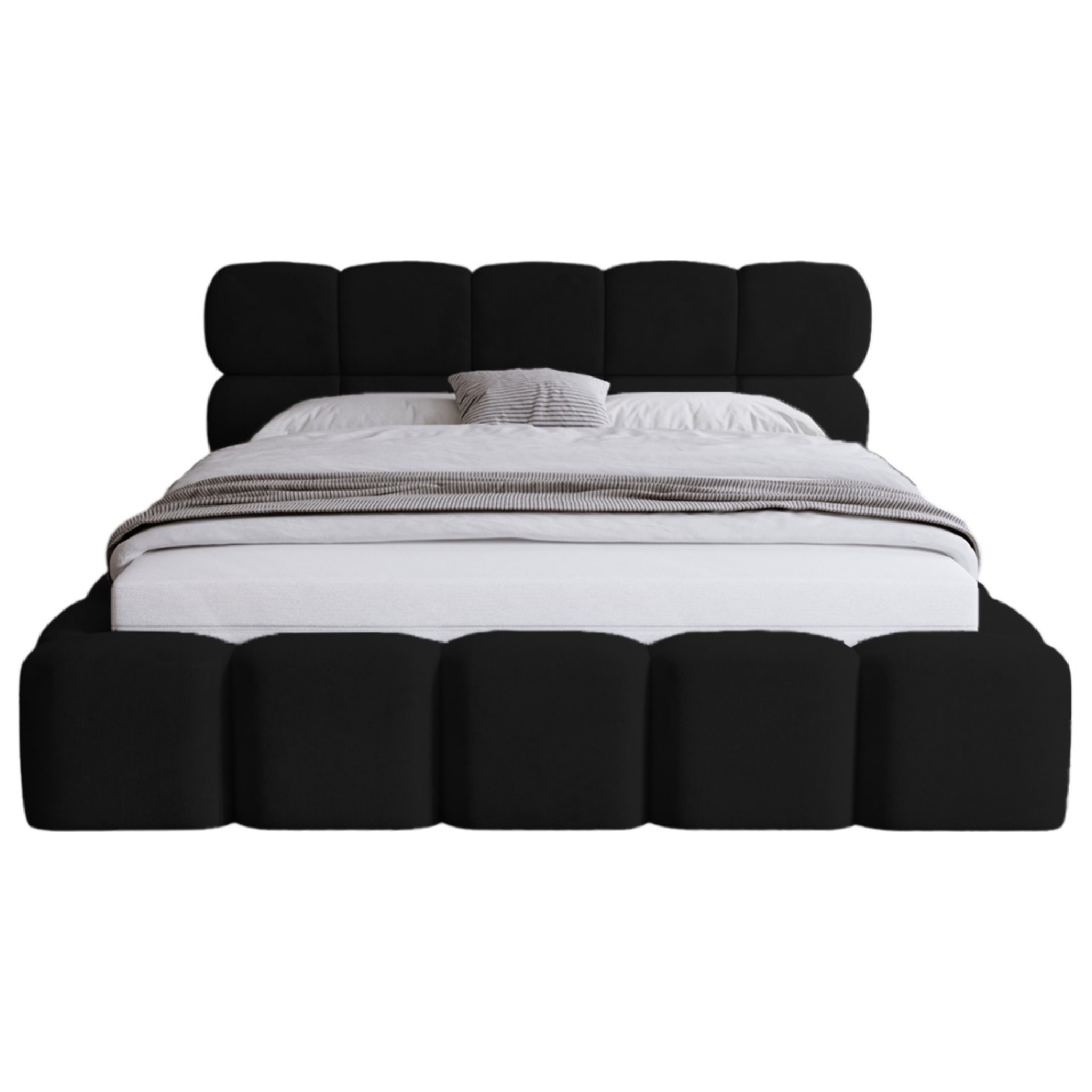 Mariposa - lit coffre - 160x200 cm - sommier inclus - en velours - Noir
