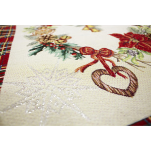 CENTROTAVOLA NATALIZIO JACQUARD DISEGNO GHIRLANDA