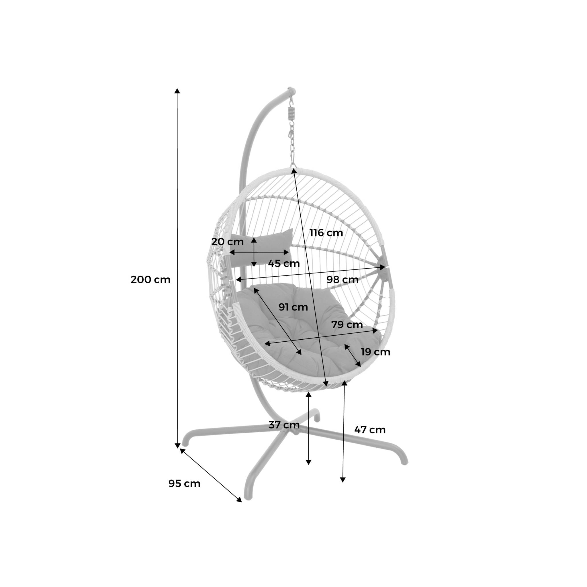 Oeuf suspendu acier coussin inclus CASSIS