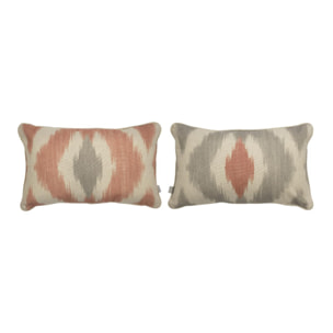 Lot de 2 housses de coussin FORMENTERA - corail/gris