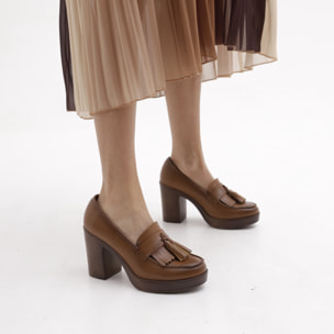 MOCASSINO TACCO NAPPINE CUOIO