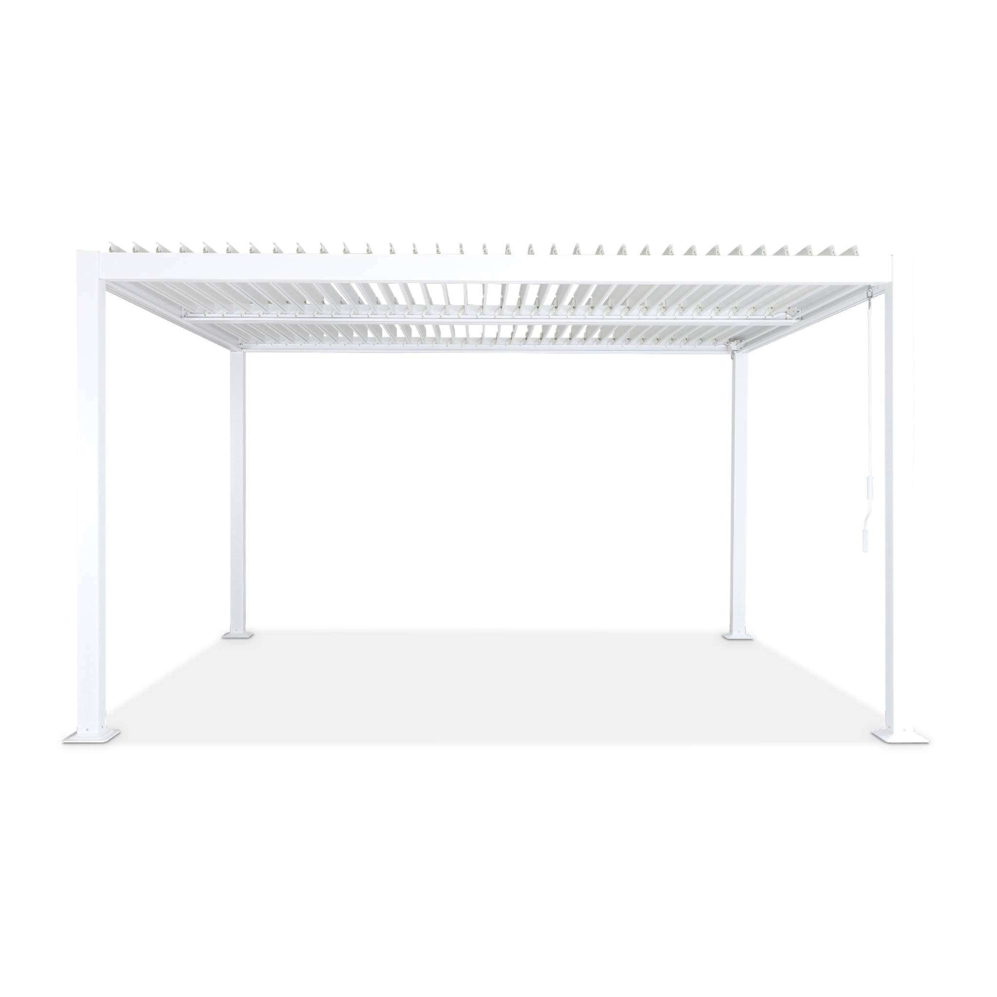 Pergola bioclimatique blanche. aluminium et acier. 3x4m. lames orientables