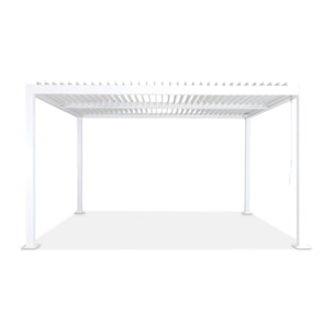 Pergola bioclimatique blanche. aluminium et acier. 3x4m. lames orientables