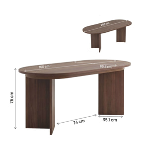 Table repas extensible en bois 160/200 cm "Sorell" - 8 places - Marron
