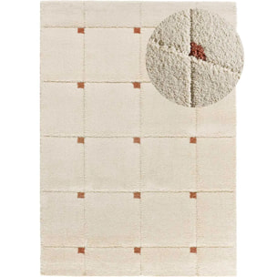 BRENDA Alfombra shaggy geométrica con relieve blanco y motivos caldera, varias medidas disponibles