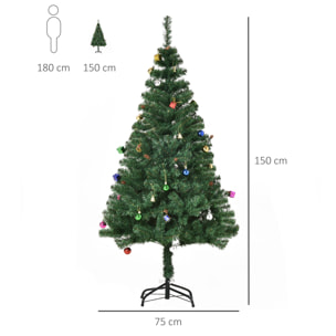 árbol de Navidad 150 cm Incluye Decoración Artificial Verde y Blanco