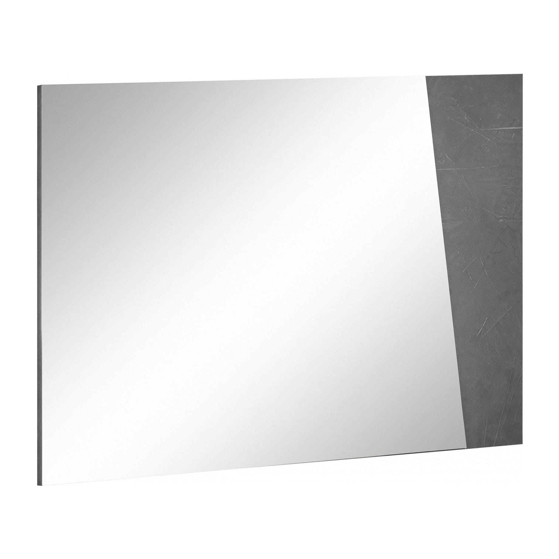 Specchiera da parete lineare, Made in Italy, Specchio da bagno, cm 80x2h60, colore Grigio Cenere