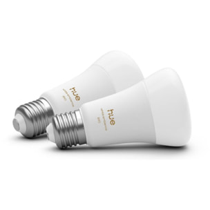 Ampoule LED connectée PHILIPS HUE White Ambiance E27 x2 60W