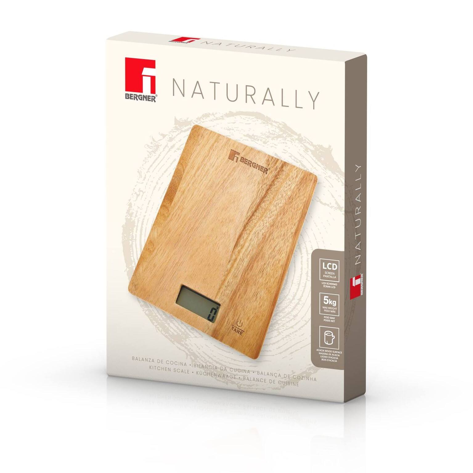 Bergner NATURALLY Báscula de cocina 0-5Kg 15x20x1,8cm