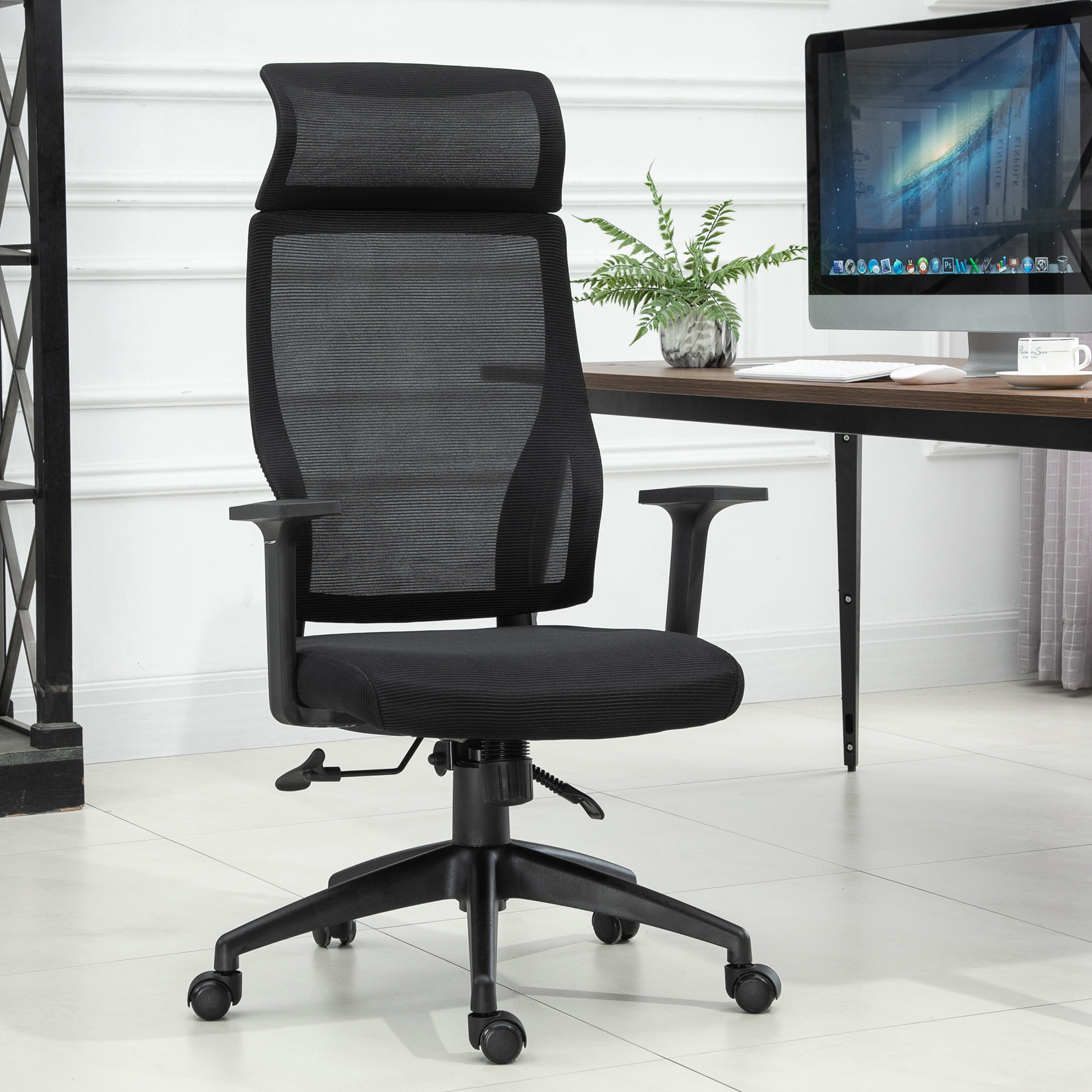 Silla de Oficina Ergonómica 64x61x120,9-128,9 cm Negro