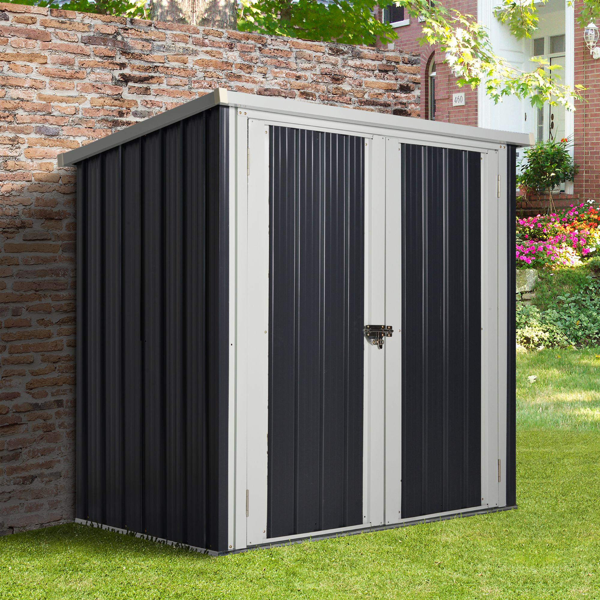 Abri de jardin - remise pour outils - abri vélo - tôle acier noir blanc