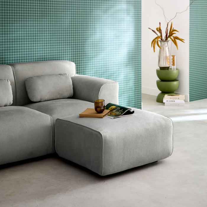 Pouf, repose-pieds pour canapé 2 places velours côtelé WALLAS