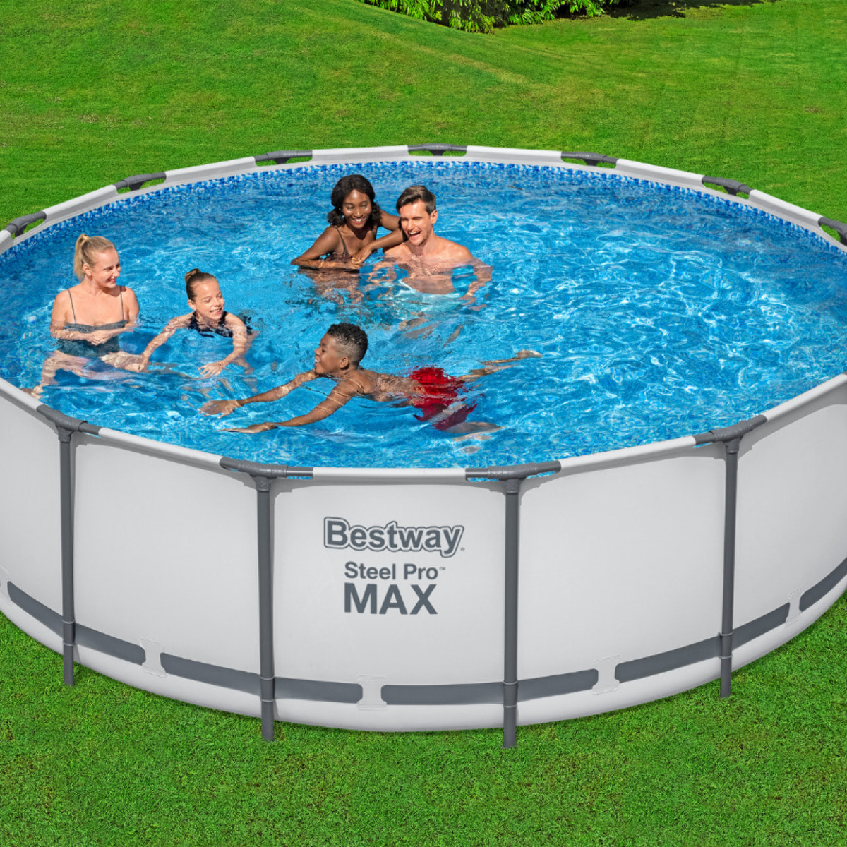 Bestway Piscine hors sol tubulaire ronde Bestway Steel Pro Max 457 x 122 cm gris clair