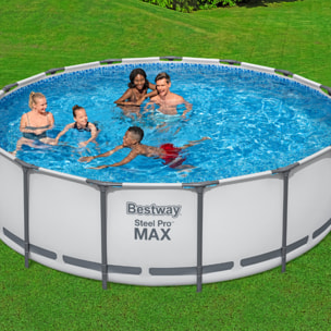 Bestway Piscine hors sol tubulaire ronde Bestway Steel Pro Max 457 x 122 cm gris clair