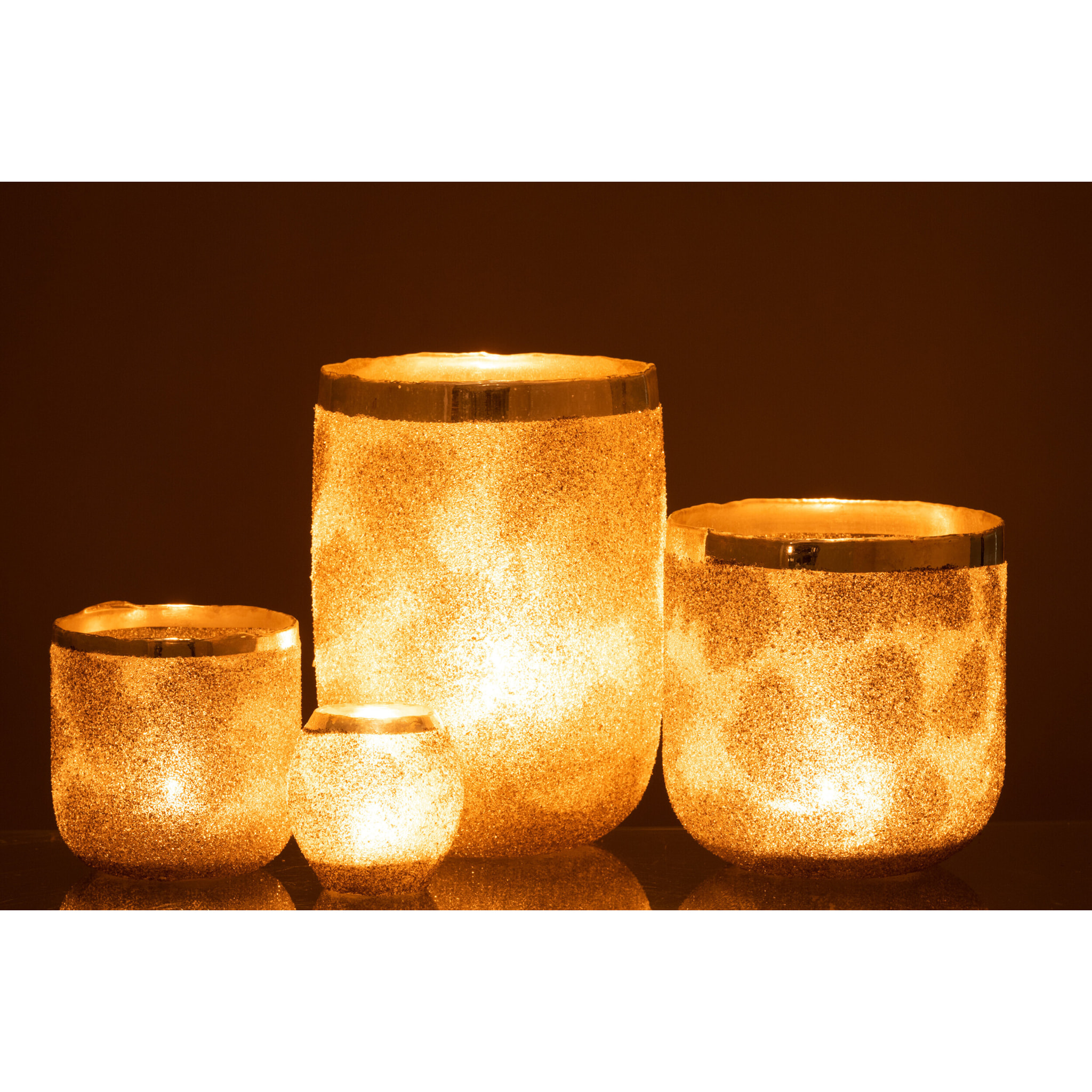 J-Line photophore Frosty Rond - verre - argent - extra large