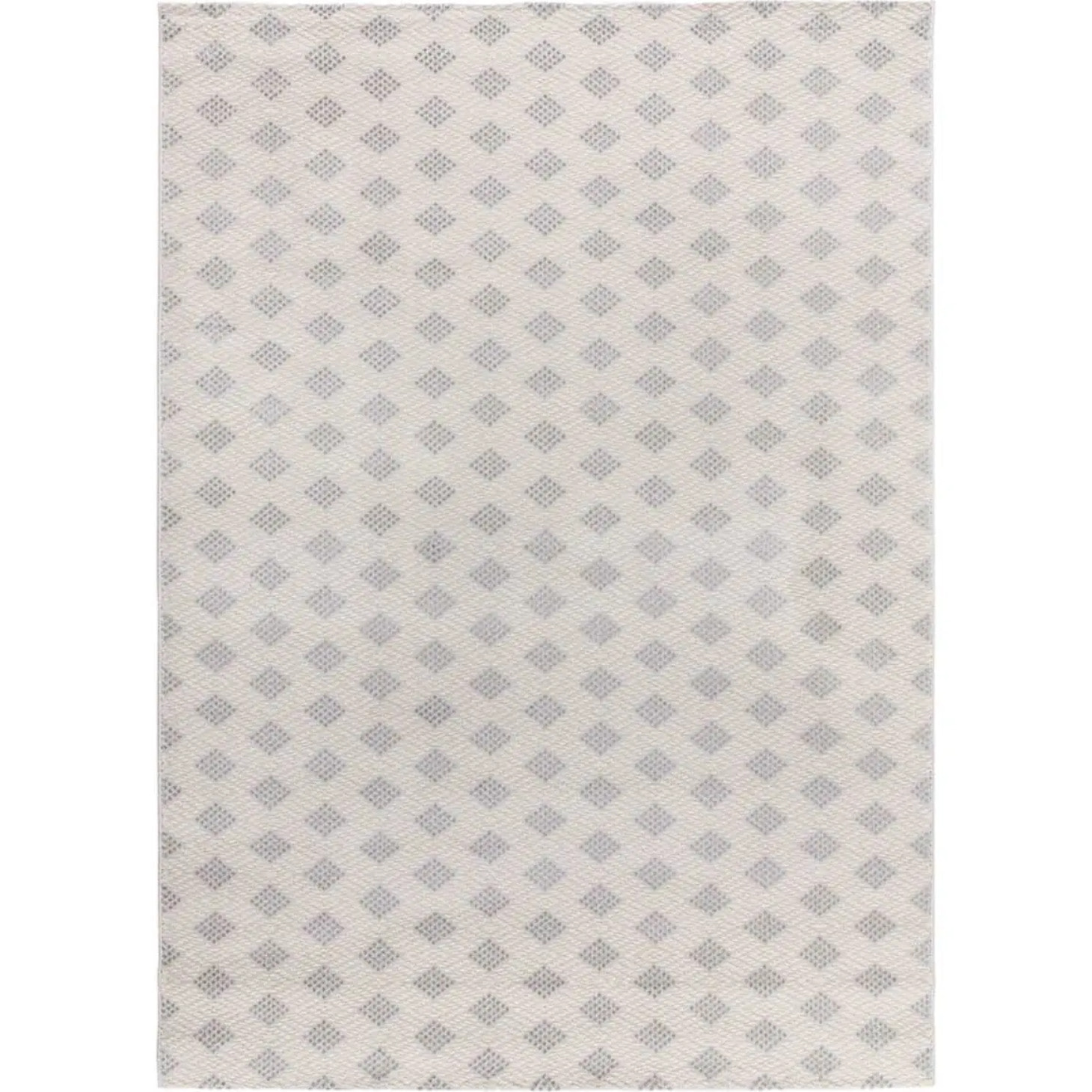 BARESA Alfombra geométrica con relieve en tonos crema y gris, varias medidas disponibles