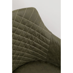 Chaise avec accoudoirs pivotante Coco verte et chêne Kare Design