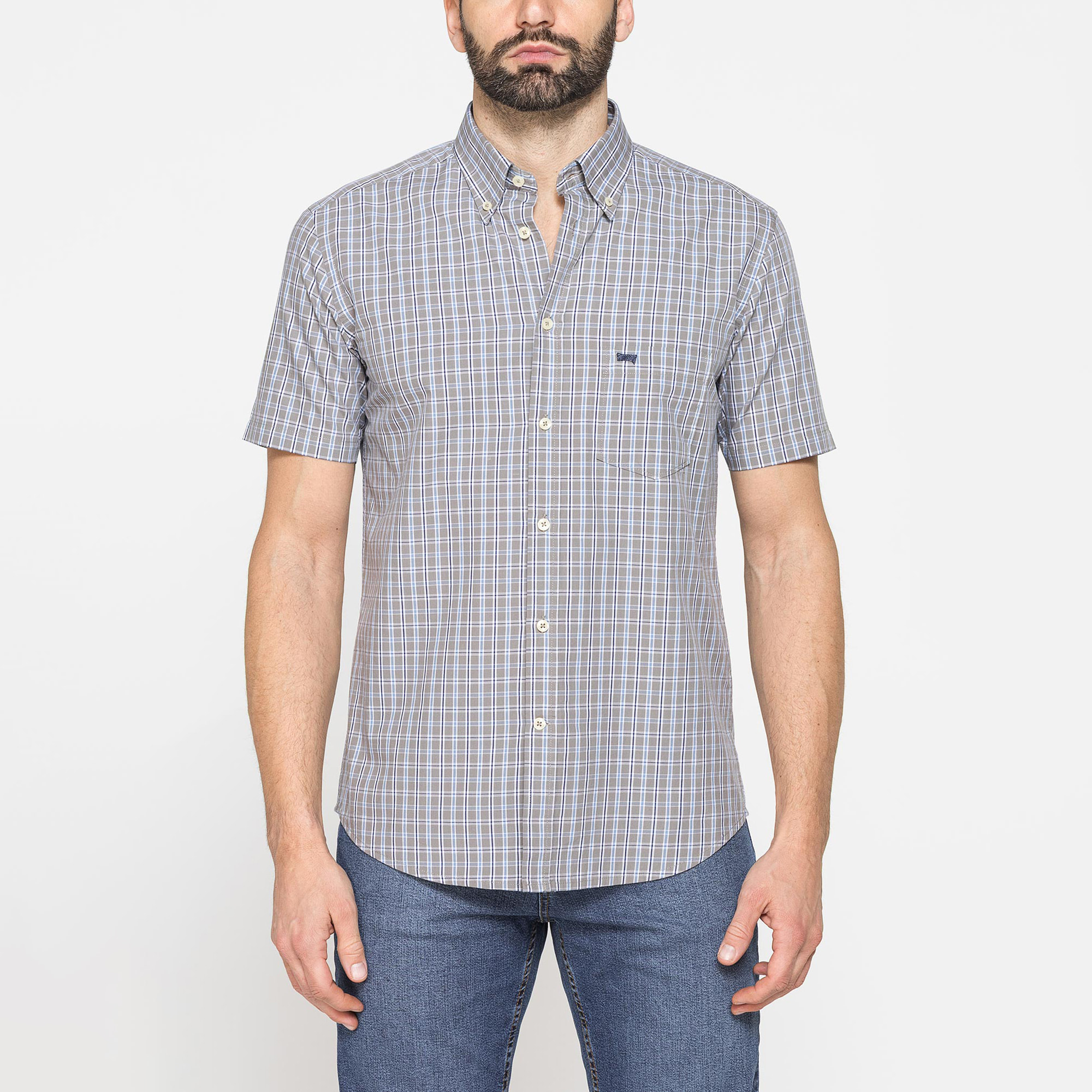 CAMICIA A MANICA CORTA IN COTONE CON FANTASIA