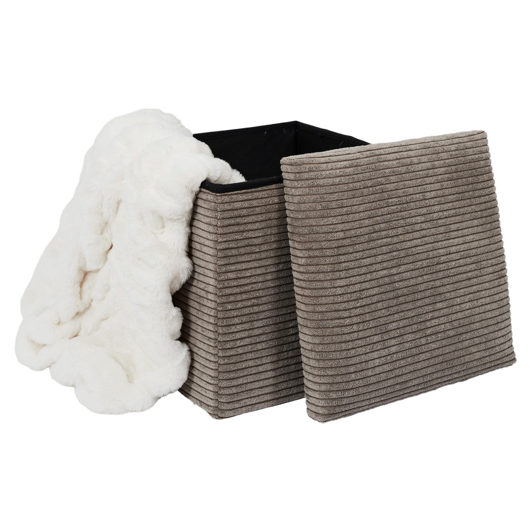 Coffre Pouf Pliable Cotele Scott Taupe