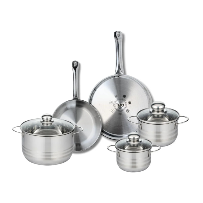 Ensemble de 2 Poêles de cuisson 24 et 28 cm et 3 faitouts 14, 16 et 20 cm Elo Profi Brillant
