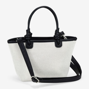 Bolso de mano canvas beige con cremallera