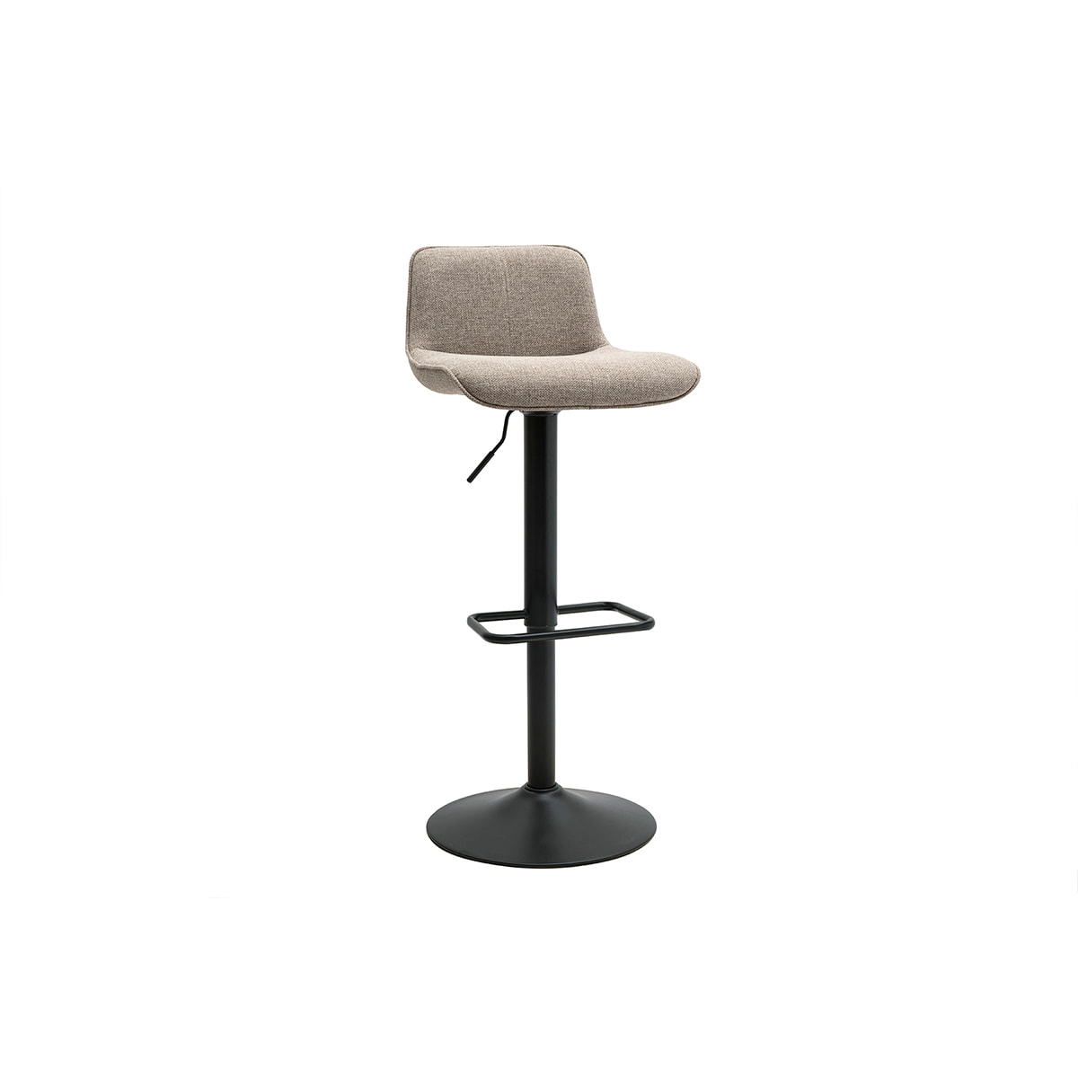 Tabourets de bar réglables pivotants 360° en tissu taupe et métal noir (lot de 2) BOOST