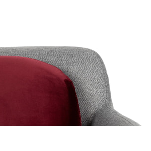 Sillon Velvet Rojo Gris Tulsa 70x80x81 Cm