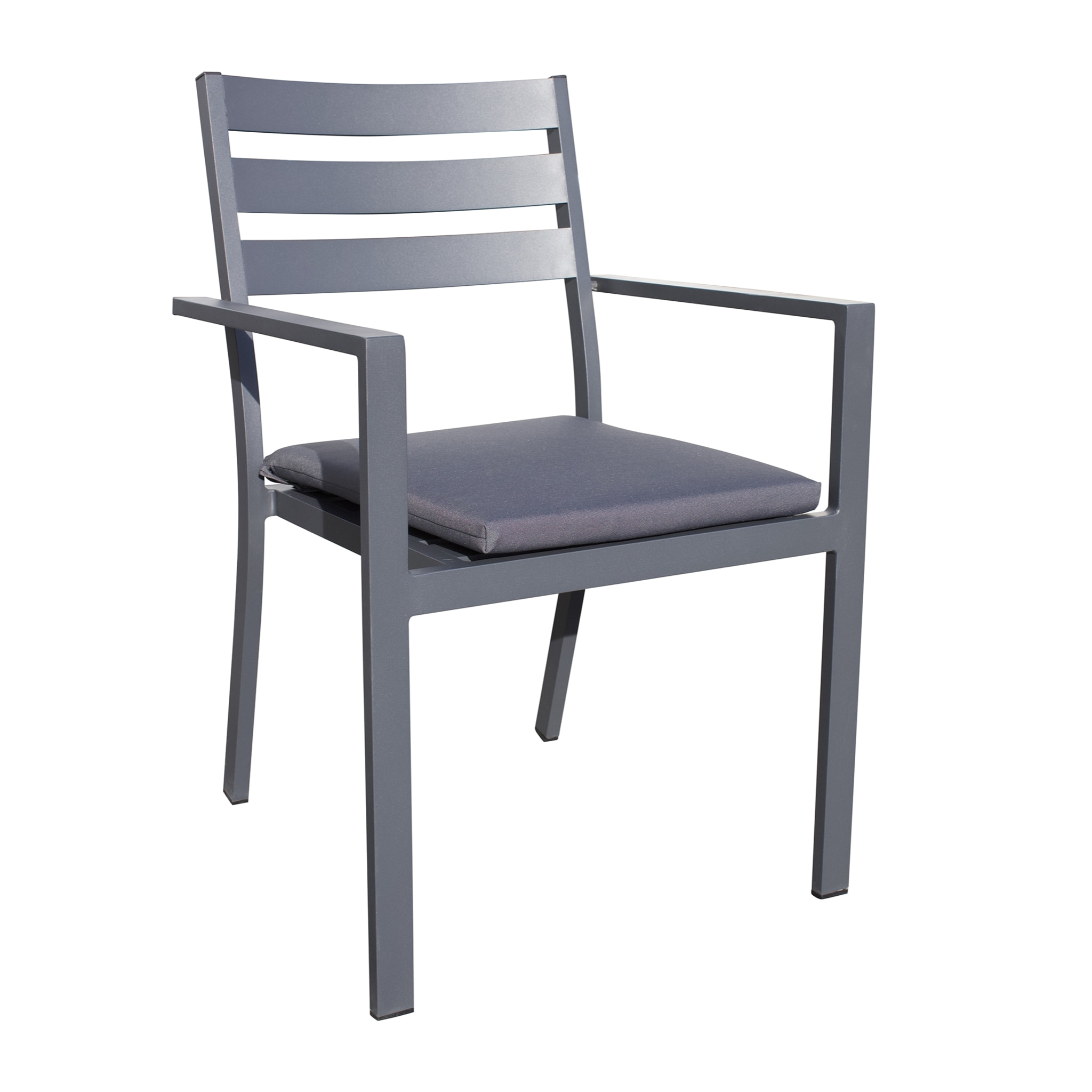 PELOSA - Fauteuil de jardin empilable en aluminium gris anthracite