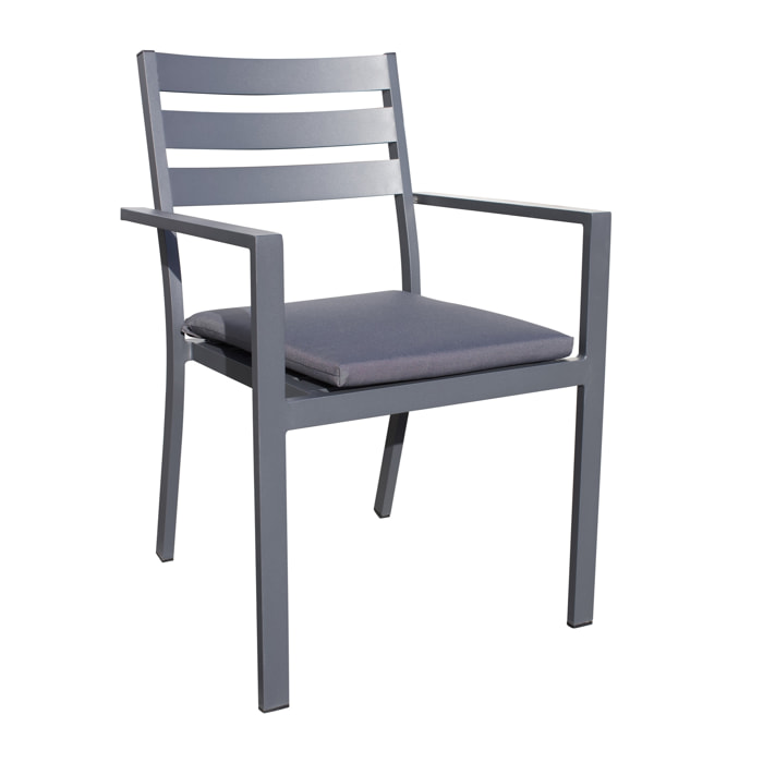 PELOSA - Fauteuil de jardin empilable en aluminium gris anthracite