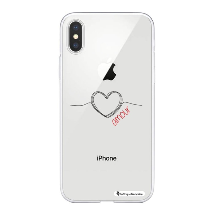 Coque iPhone X/Xs silicone transparente Coeur Noir Amour ultra resistant Protection housse Motif Ecriture Tendance La Coque Francaise