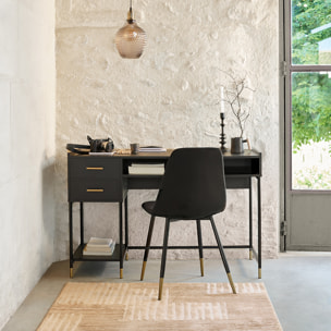 Bureau "Tedy" - 2 tiroirs - bois et métal - noir