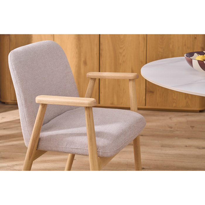 Chaises en tissu effet velours texturé beige et bois clair (lot de 2) KITTY
