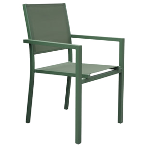 Salon de jardin en teck JAVA avec chaises en aluminium vert sauge - 8 places