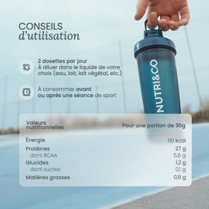 Nutri&Co Protéines Whey Isolat Native en poudre - 900gr Goût Milkshake Fraise