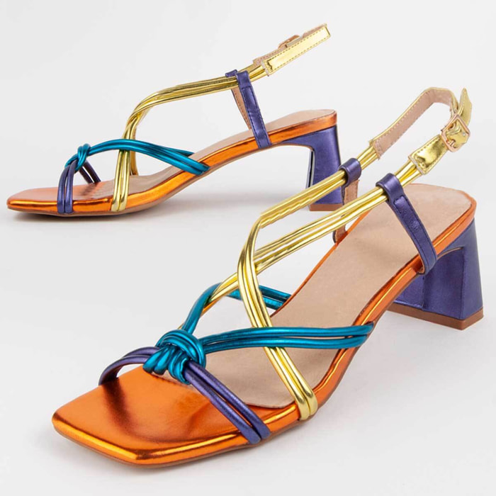 Sandalia De Tacón - Multicolor - Altura: 6 Cm