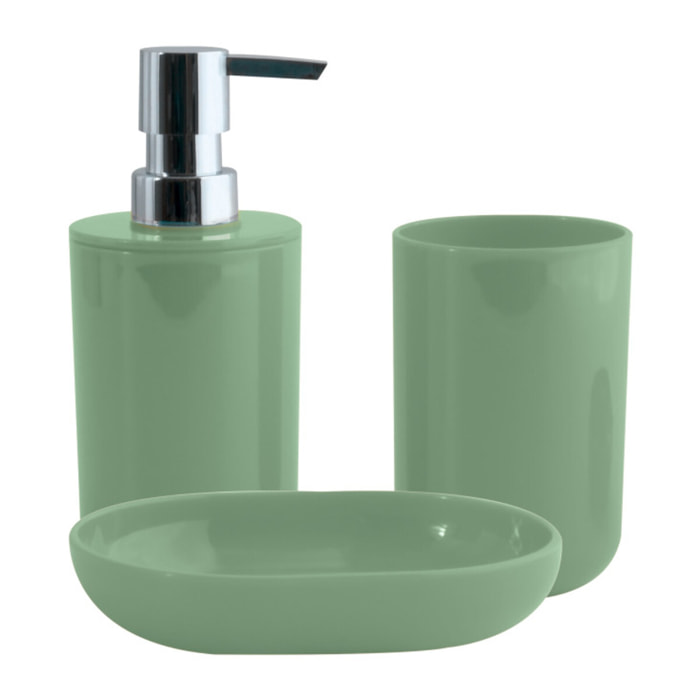 Lot de 3 accessoires de salle de bain INAGUA Vert Basil MSV