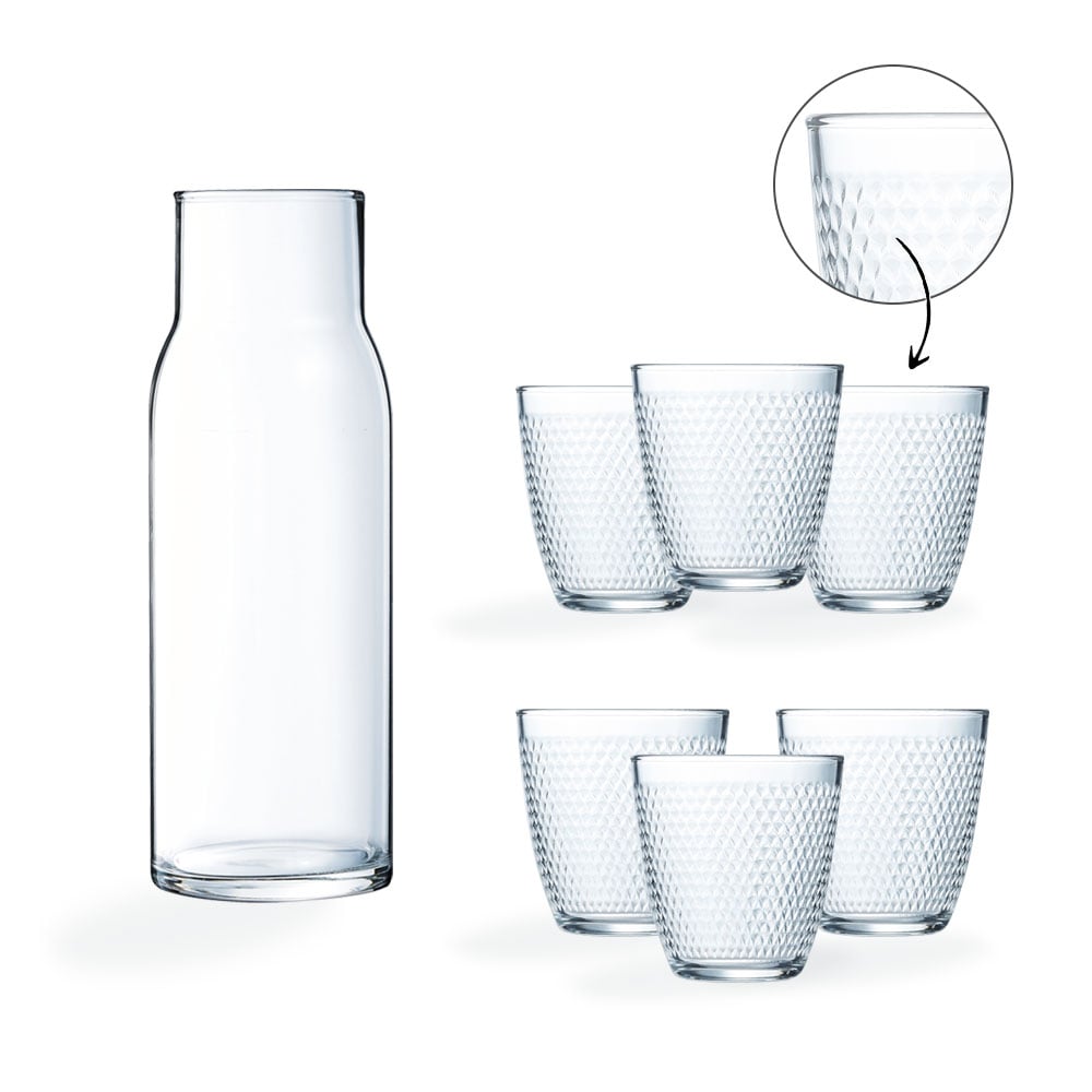 Juego de jarra de vidrio y 6 vasos de agua 25 cl Concepto - Luminarc