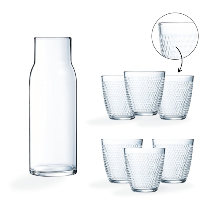 Juego de jarra de vidrio y 6 vasos de agua 25 cl Concepto - Luminarc