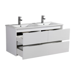 Meuble double vasque 120 cm blanc laqué Aquadoli