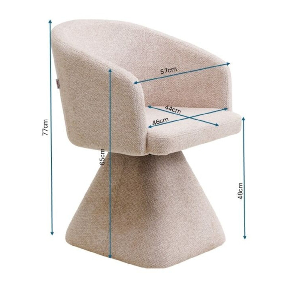 Chaise avec accoudoirs pivotante Melli crème Kare Design