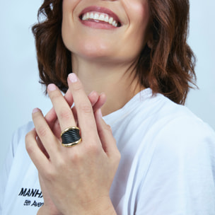 Anillo Overci acabado oro amarillo 18k