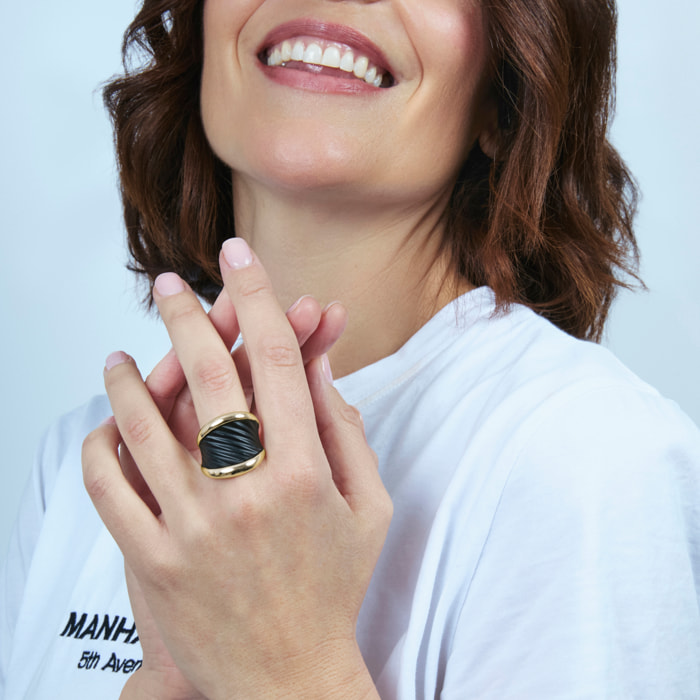 Anillo Overci acabado oro amarillo 18k