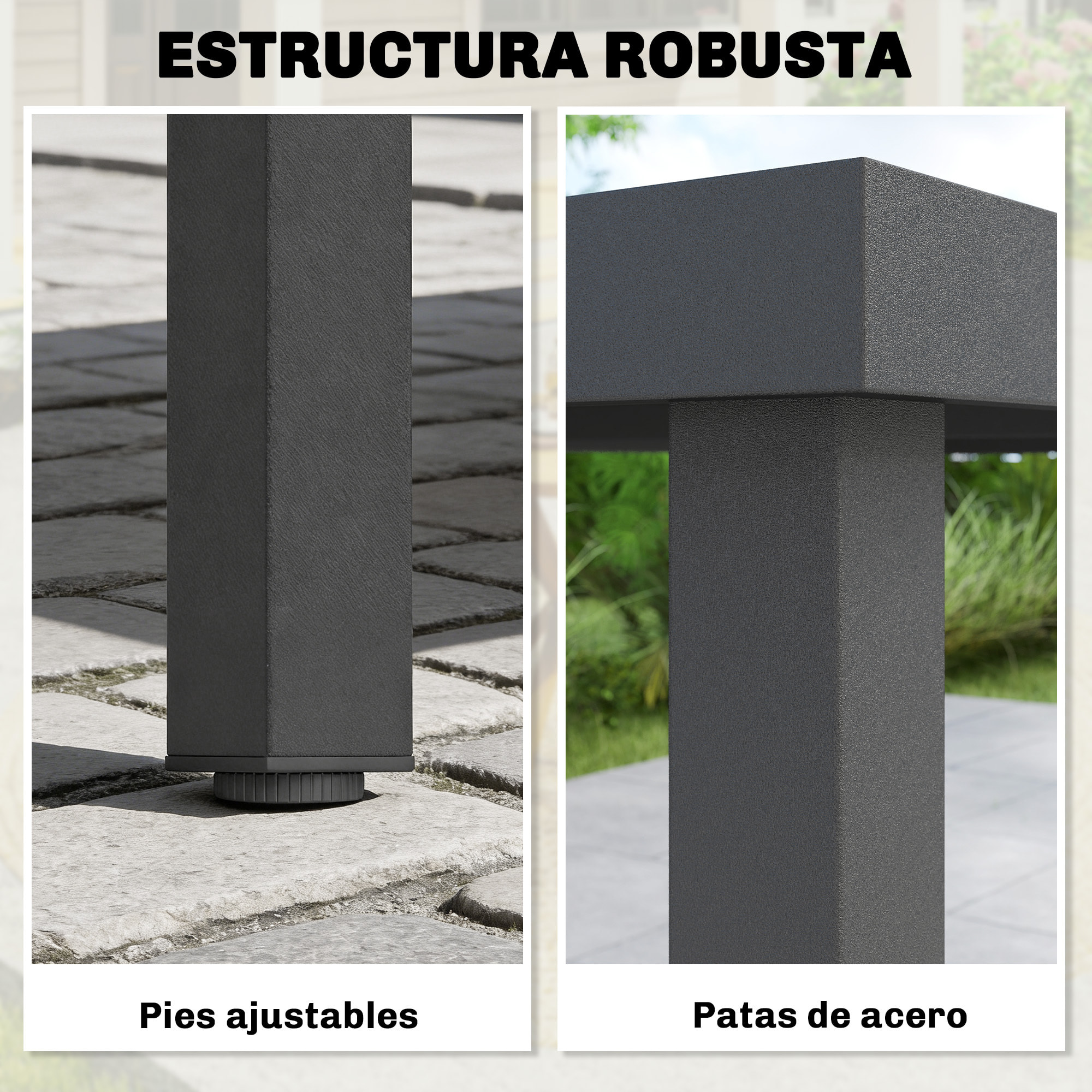Mesa de Comedor de Jardín Rectangular, Mesa de Terraza Exterior 140x90x74 cm, con Estructura de Acero y Encimera Desmontable de WPC de Listones, Carga 50 kg, para Patio, Balcón, Gris