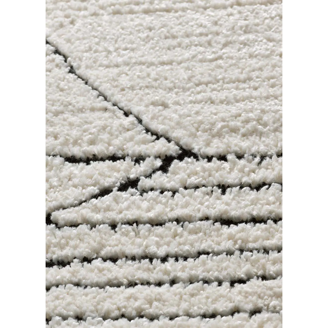 TURIN Alfombra étnica con relieve en blanco y negro, varias medidas disponibles