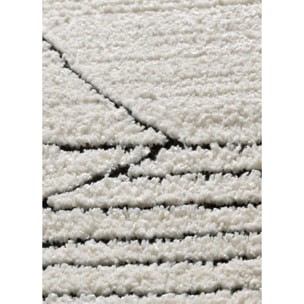 TURIN Alfombra étnica con relieve en blanco y negro, varias medidas disponibles