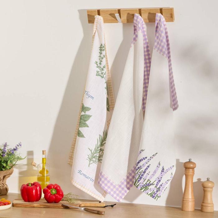 Lot de 3 torchons Garrigue 70x45cm en coton