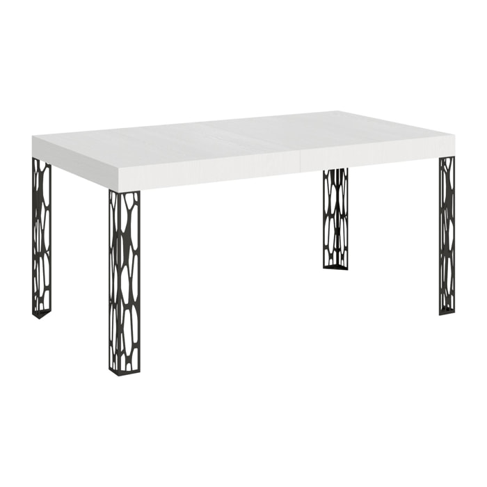 Table Ghibli Extensible Dessus Frêne Blanc 90x160 Allongée 264 cadre Anthracite