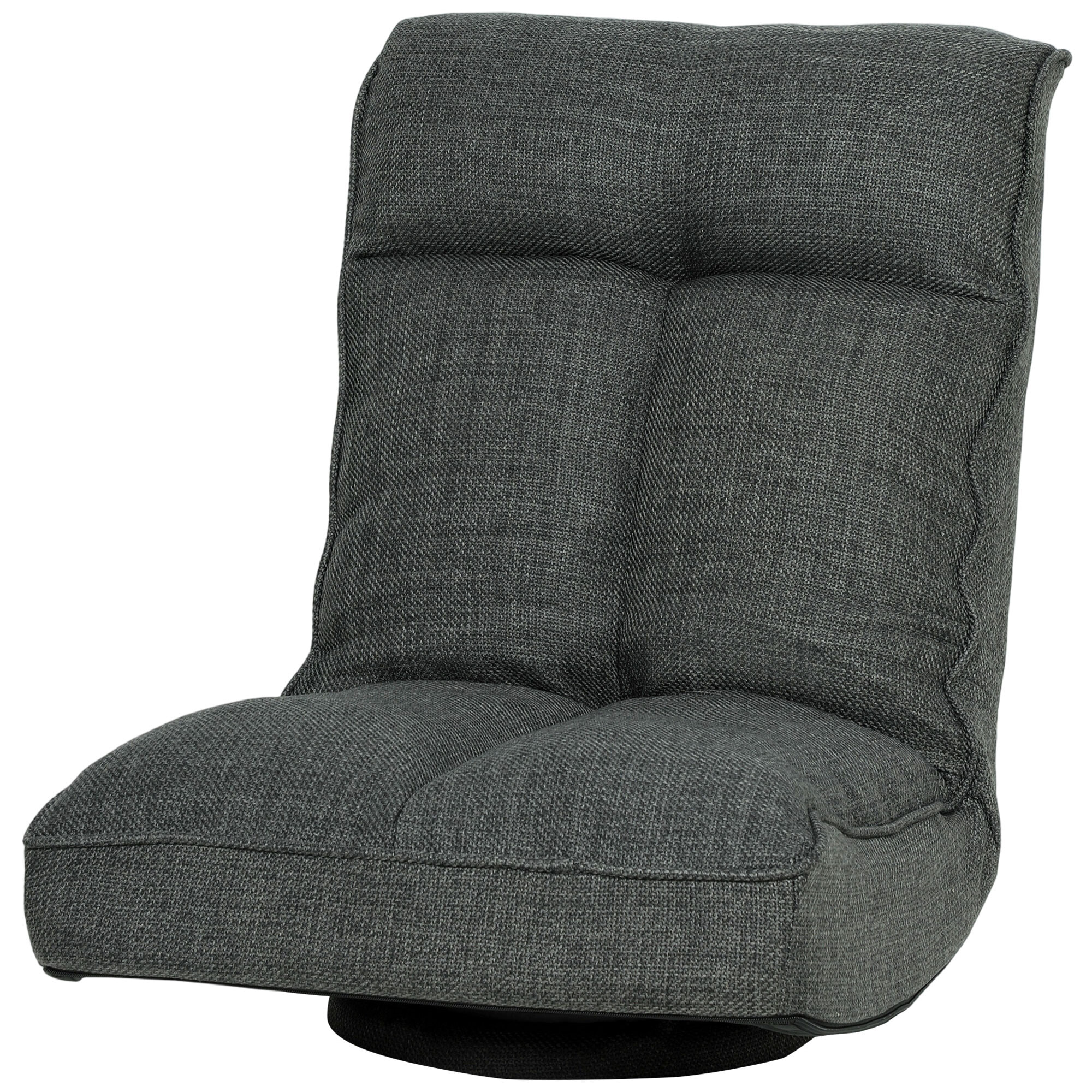 Fauteuil de sol pliable pivotant à 360° dossier réglable lin gris