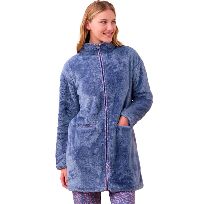 Vestaglia donna invernale in eco pelliccia articolo fiori. Noidinotte