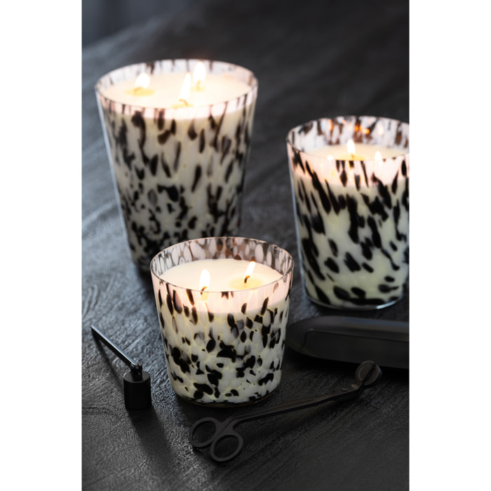 J-Line bougie parfumée Noa - Stone & Rock - verre - noir/blanc - small - 50H